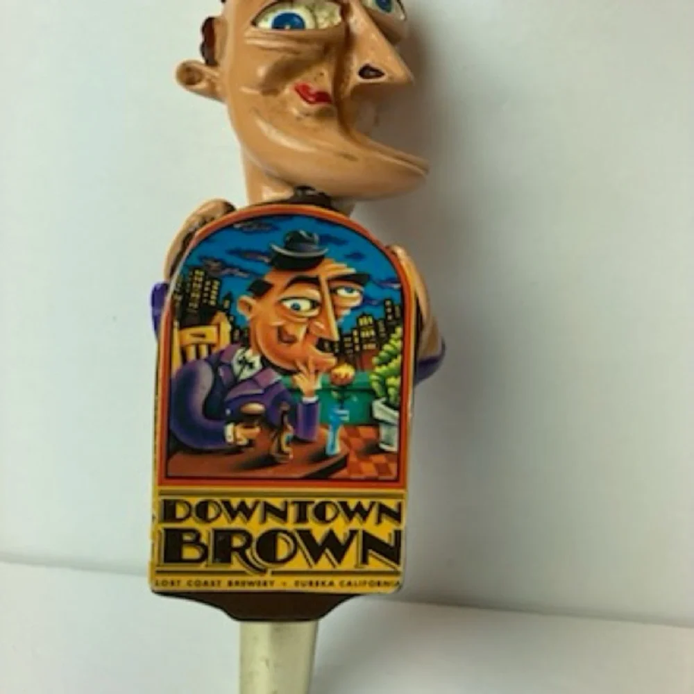 Lost Coast Brewery Downtown Brown Beer Tap Handle Duane Flatmo Art Figural VTG